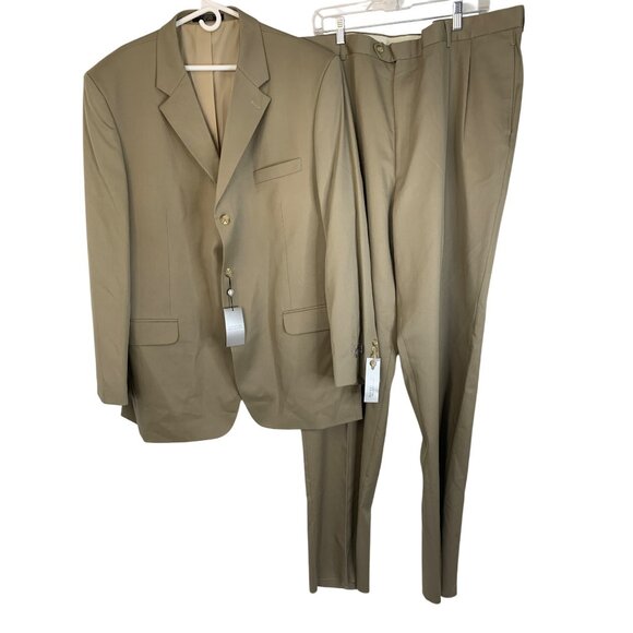 NWT Mens Jones NY Cooper Beige 2-Piece Suit 48L 48 Long Wool REE10686 - Picture 10 of 10